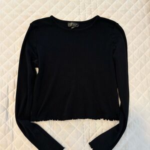 Topshop Navy Long Sleeve Women's Top